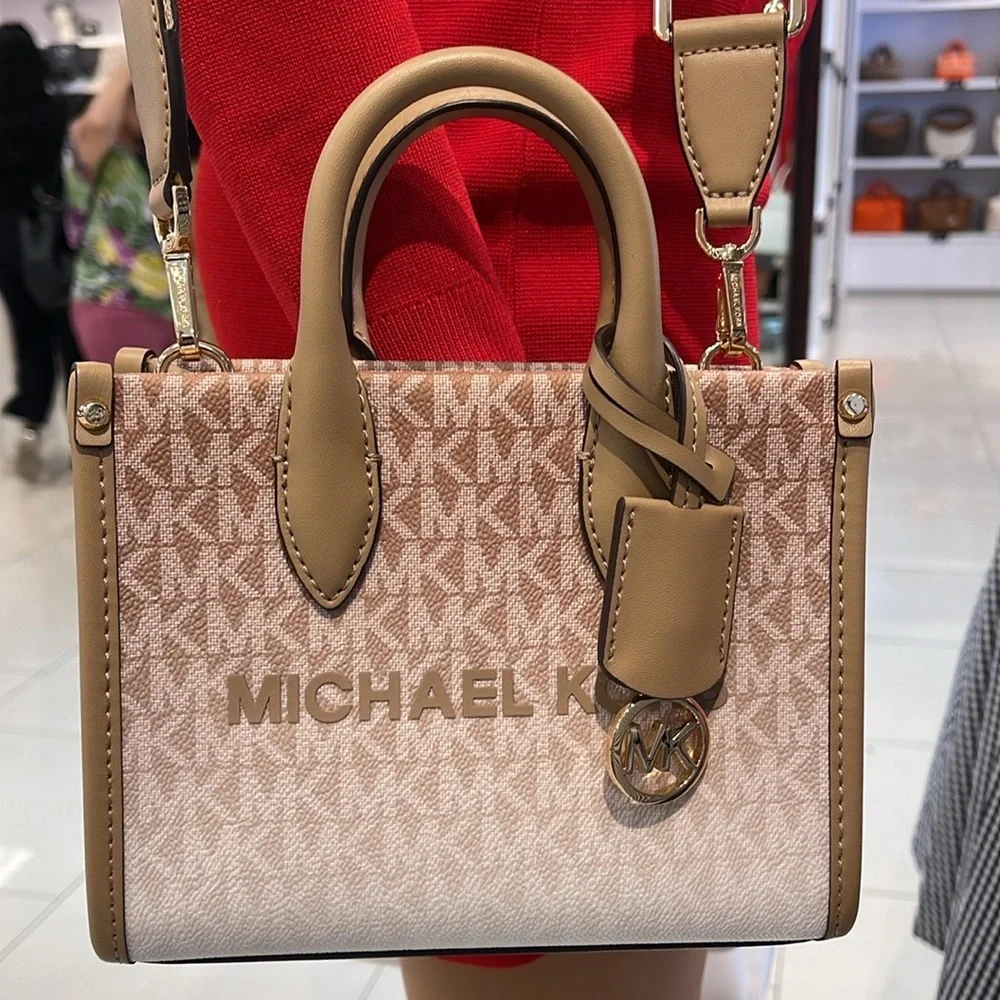Michael Kors Mirella Extra-Small Ombré Logo Crossbody XBODY Shopper  Camel  NWT
